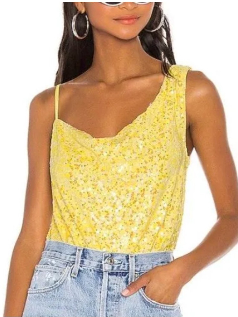 NEW Hours Louisa Bodysuit Yellow Sequin Size Small NWT
